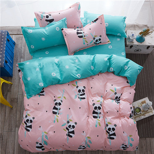 2019 summer bedding set green duvet cover bed set geometric flat sheet reindeer bedclothes 4pcs bed linenset Nordic home textile
