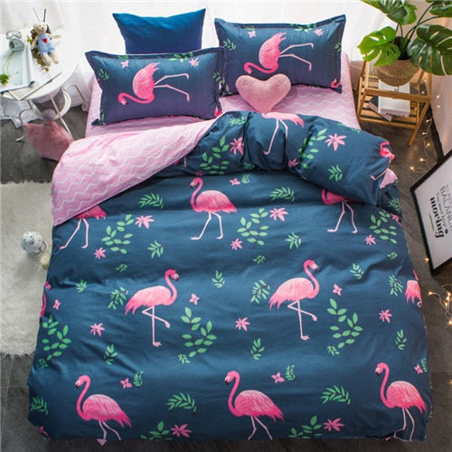 2019 summer bedding set green duvet cover bed set geometric flat sheet reindeer bedclothes 4pcs bed linenset Nordic home textile