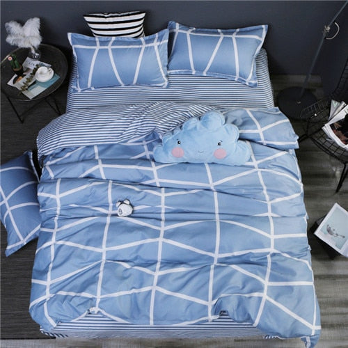 2019 summer bedding set green duvet cover bed set geometric flat sheet reindeer bedclothes 4pcs bed linenset Nordic home textile