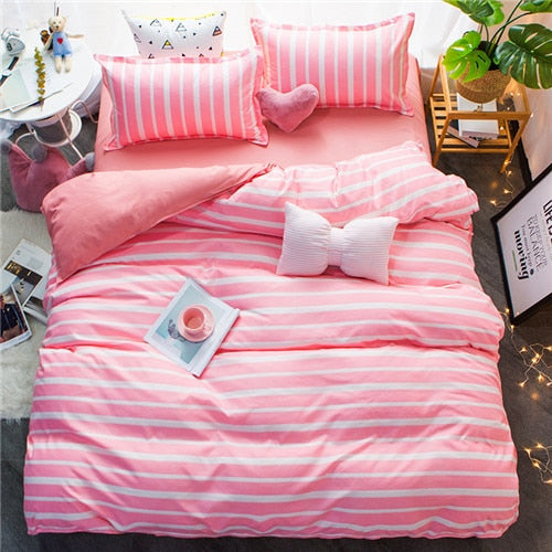 2019 summer bedding set green duvet cover bed set geometric flat sheet reindeer bedclothes 4pcs bed linenset Nordic home textile
