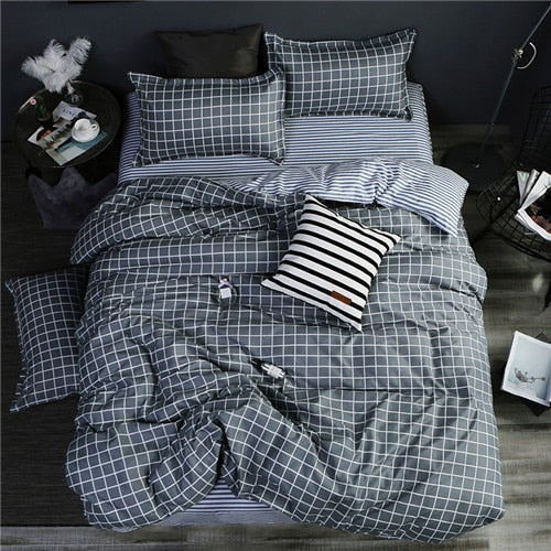 2019 summer bedding set green duvet cover bed set geometric flat sheet reindeer bedclothes 4pcs bed linenset Nordic home textile