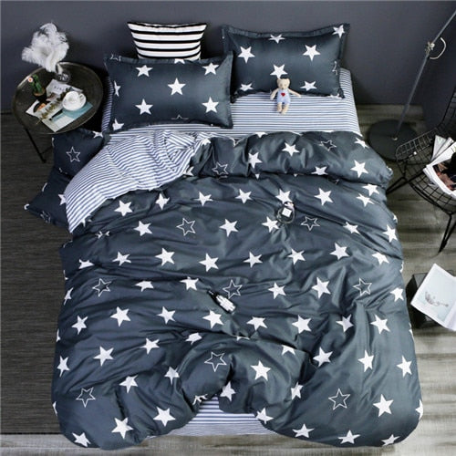 2019 summer bedding set green duvet cover bed set geometric flat sheet reindeer bedclothes 4pcs bed linenset Nordic home textile