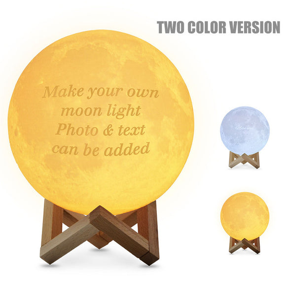 Customized 2/16 Colors 3D Print LED Moon Light Touch Switch Night Lamp with 24Keys Remote for Baby Kids Children Home Decoration