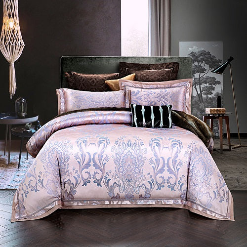 2019 New Luxury Silk Jacquard Duvet Cover set 4/6Pcs Queen king size Bedding Set Ultra Soft Cotton Bedsheet linen set Pillowcase