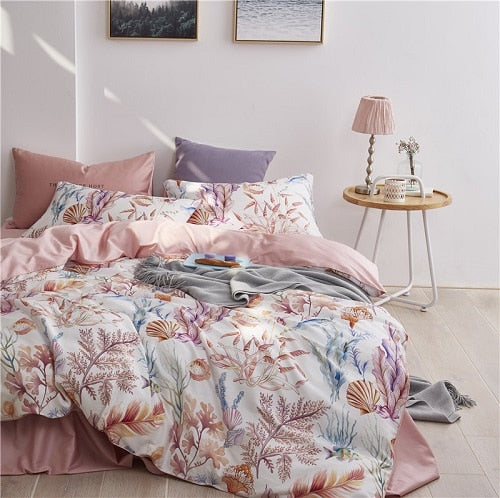 Egyptian Cotton Soft Duvet Cover Fitted/Bed sheet set Multi Color Flamingo Paisley Bedding Set Twin Queen King size 4Pieces