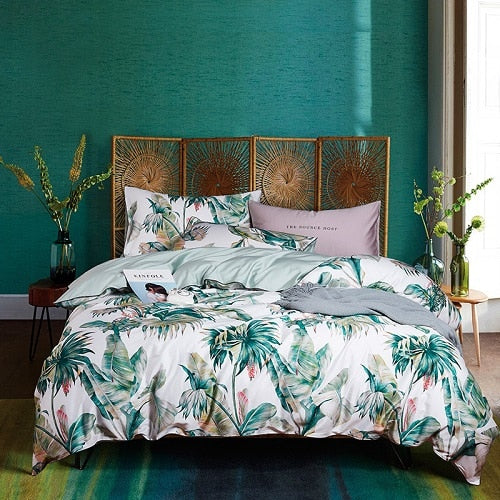 Egyptian Cotton Soft Duvet Cover Fitted/Bed sheet set Multi Color Flamingo Paisley Bedding Set Twin Queen King size 4Pieces