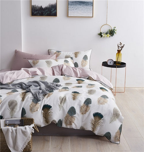 Egyptian Cotton Soft Duvet Cover Fitted/Bed sheet set Multi Color Flamingo Paisley Bedding Set Twin Queen King size 4Pieces