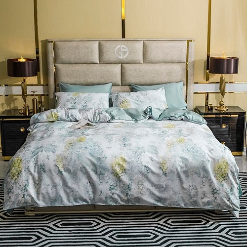 Egyptian Cotton Soft Duvet Cover Fitted/Bed sheet set Multi Color Flamingo Paisley Bedding Set Twin Queen King size 4Pieces