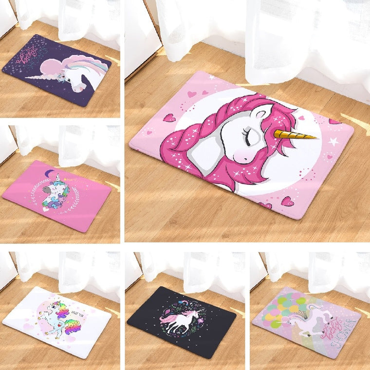 Unicorn Floor Mat  Cartoon Printed Suede Rug Home Decoration Bathroom Bath Mat Toilet Carpet kitchen Carpet
