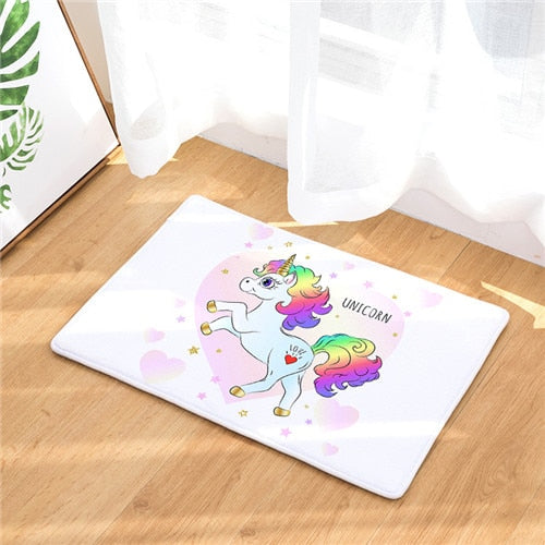 Unicorn Floor Mat  Cartoon Printed Suede Rug Home Decoration Bathroom Bath Mat Toilet Carpet kitchen Carpet