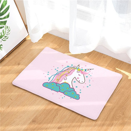 Unicorn Floor Mat  Cartoon Printed Suede Rug Home Decoration Bathroom Bath Mat Toilet Carpet kitchen Carpet