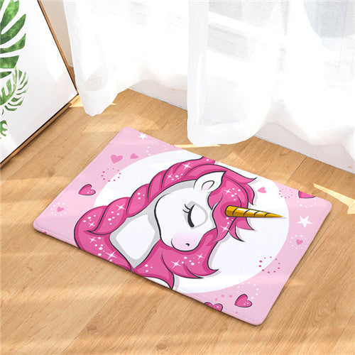 Unicorn Floor Mat  Cartoon Printed Suede Rug Home Decoration Bathroom Bath Mat Toilet Carpet kitchen Carpet