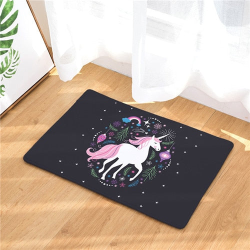 Unicorn Floor Mat  Cartoon Printed Suede Rug Home Decoration Bathroom Bath Mat Toilet Carpet kitchen Carpet
