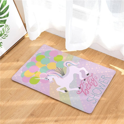 Unicorn Floor Mat  Cartoon Printed Suede Rug Home Decoration Bathroom Bath Mat Toilet Carpet kitchen Carpet