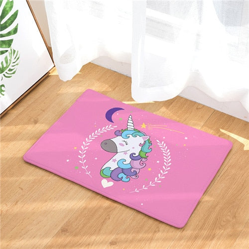 Unicorn Floor Mat  Cartoon Printed Suede Rug Home Decoration Bathroom Bath Mat Toilet Carpet kitchen Carpet