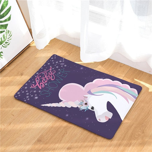 Unicorn Floor Mat  Cartoon Printed Suede Rug Home Decoration Bathroom Bath Mat Toilet Carpet kitchen Carpet