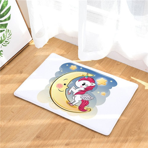 Unicorn Floor Mat  Cartoon Printed Suede Rug Home Decoration Bathroom Bath Mat Toilet Carpet kitchen Carpet