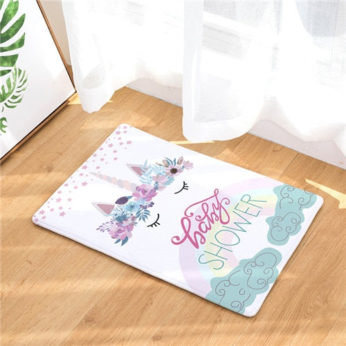 Unicorn Floor Mat  Cartoon Printed Suede Rug Home Decoration Bathroom Bath Mat Toilet Carpet kitchen Carpet