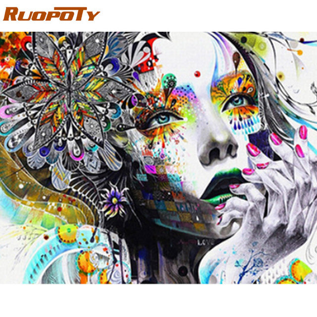 RUOPOTY Frame Wolf DIY Painting By Numbers Calligraphy Painting Acrylic Paint By Numbers Wall Art Picture For Home Decors
