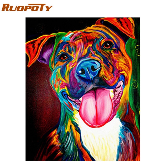 RUOPOTY Frame Wolf DIY Painting By Numbers Calligraphy Painting Acrylic Paint By Numbers Wall Art Picture For Home Decors