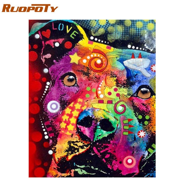RUOPOTY Frame Wolf DIY Painting By Numbers Calligraphy Painting Acrylic Paint By Numbers Wall Art Picture For Home Decors