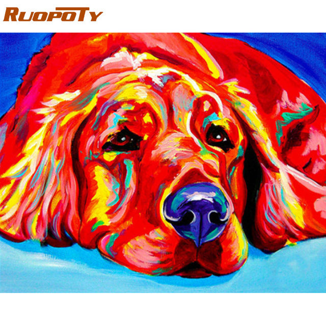 RUOPOTY Frame Abstract Deer DIY Painting By Numbers Animals Modern Home Wall Art Picture By Numbers Acrylic Paint On Canvas Home