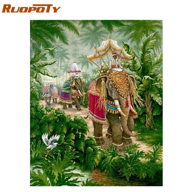 RUOPOTY Frame Abstract Deer DIY Painting By Numbers Animals Modern Home Wall Art Picture By Numbers Acrylic Paint On Canvas Home